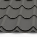 Pfannenblech Dachpfanne Optik 0,50 mm Blechstärke 25my Polyester Farbbeschichtung graualuminium (RAL 9007) ohne