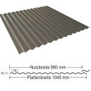 Terrassendach Komplettset Sinusplatte 76/18 Wabenstruktur Polycarbonat 2,8 mm bronze