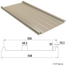 Aluminium Trapezblech Stehfalz 33/500 Dach 0,7 mm Stärke 25my Polyester anthrazitgrau (RAL 7016) ohne Prägung ohne