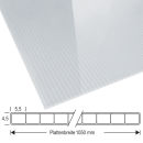 Doppelstegplatte Polycarbonat 4,5 mm 1050 mm breit glasklar