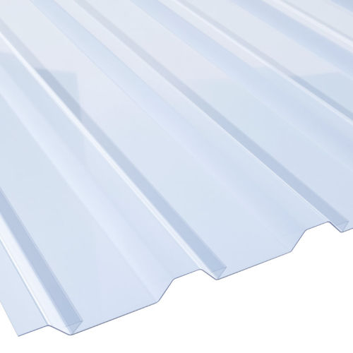 Lichtplatte PVC 35/207 f&uuml;r Dach und Wand St&auml;rke 1,5 mm Breite 1,07 m glasklar-bl&auml;ulich 3,50 m