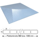 Doppelstegplatte Acrylglas Klima Blue lichtblau St&auml;rke 16 mm Breite 1,2 m 3,50 m