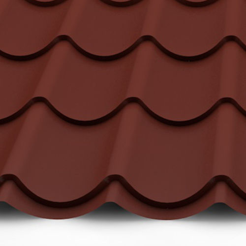 Pfannenblech Dachpfanne Optik 0,50 mm Blechstärke 25my Polyester Farbbeschichtung kupferbraun ( RAL 8004 ) ohne