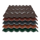 Pfannenblech Dachpfanne Optik 0,50 mm Blechstärke 60my PURAMID Farbbeschichtung rotbraun (RAL 8012 ) mit Antitropfbeschichtung Typ 1000 g/m²
